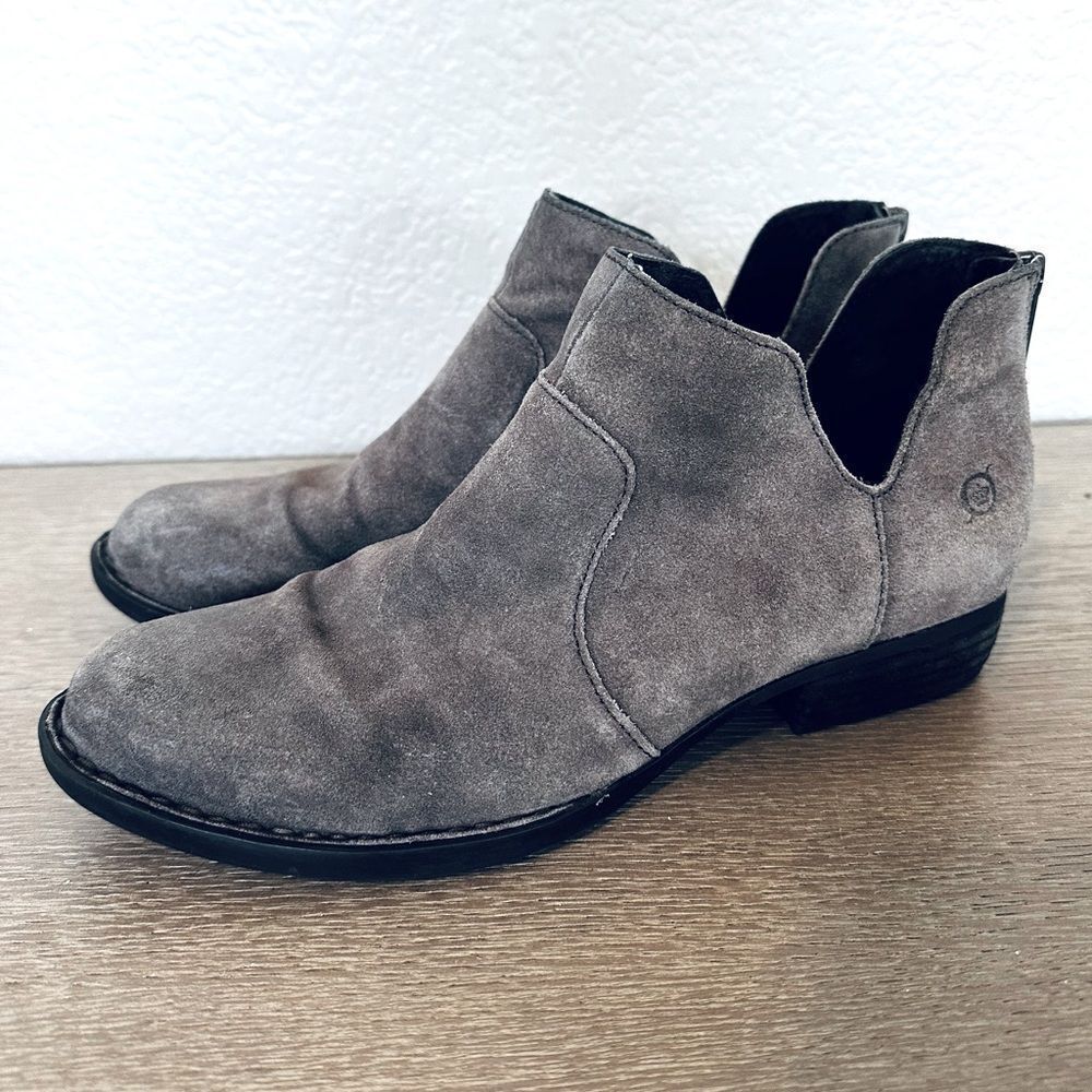 Born Gray Suede Leather Ankle Boots Booties 8